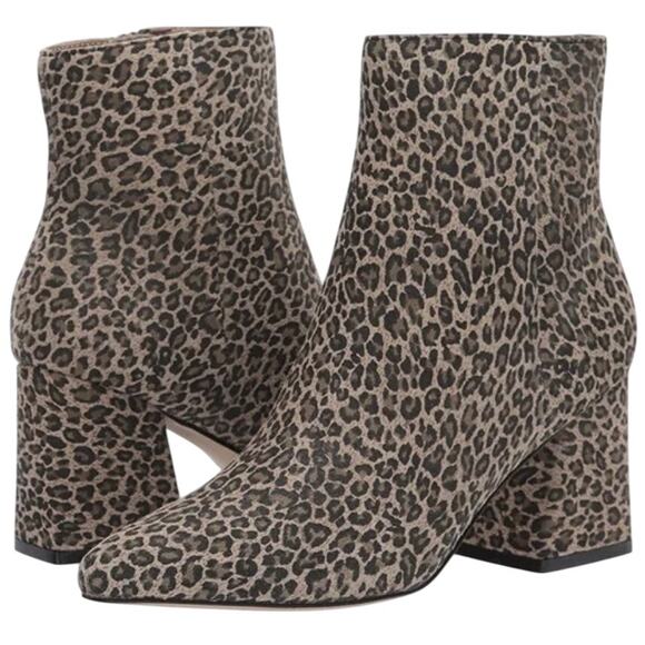 Steve Madden Nix Leopard Animal Print Suede Leather Heel Bootie Boots Size 8.5 - Picture 1 of 8
